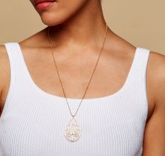 Teardrop Lotus pendant necklace, Brass with 22k gold plated necklace for women